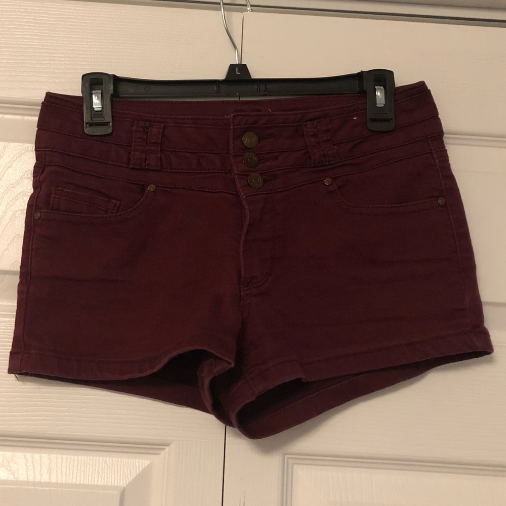 Burgundy Jean Shorts